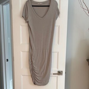 Prana Gray Ruched Midi Dress